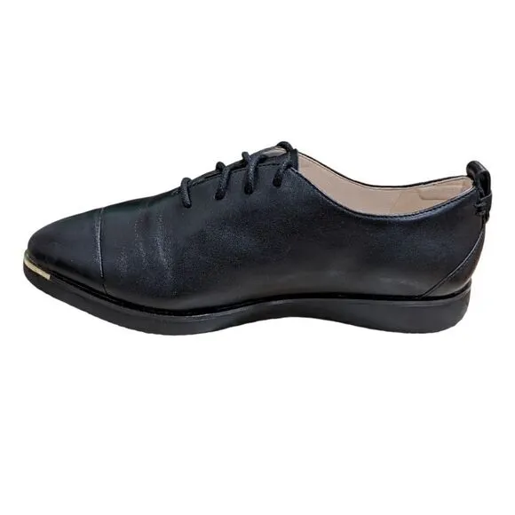 Cole Haan Grand Ambition Black Leather Lace Up Oxford Wing Tip Shoes Sz 6 1/2 B