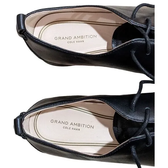 Cole Haan Grand Ambition Black Leather Lace Up Oxford Wing Tip Shoes Sz 6 1/2 B