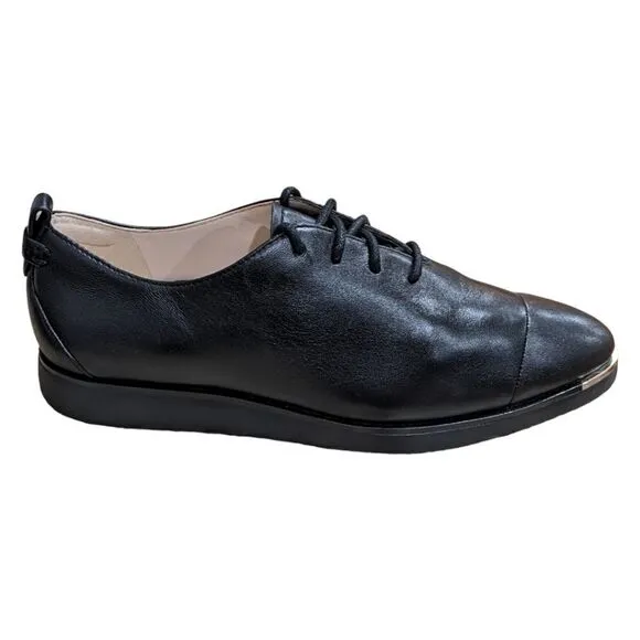 Cole Haan Grand Ambition Black Leather Lace Up Oxford Wing Tip Shoes Sz 6 1/2 B