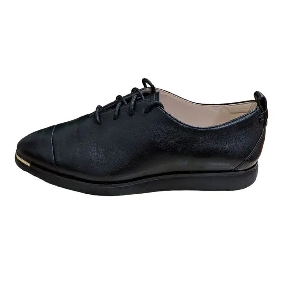 Cole Haan Grand Ambition Black Leather Lace Up Oxford Wing Tip Shoes Sz 6 1/2 B