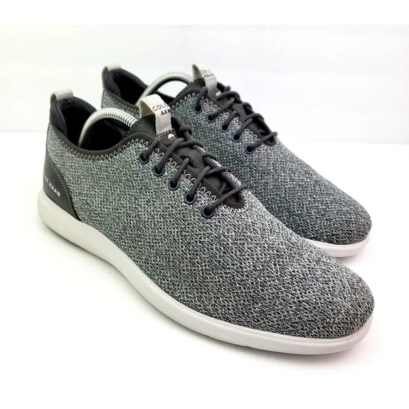 Cole Haan Grand Plus Essex Mens Size 10 Gray White Knit Oxford Sneaker Shoes