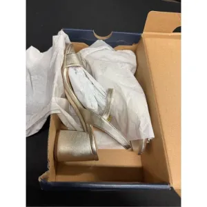 Cole Haan Hann Josie Block Heel Sandals Gold Leather 7.5