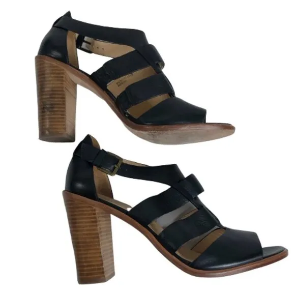 Cole Haan High Heel Sandal - 'Cameron' Black Leahter Gladiator Sandals  EUC 10.5