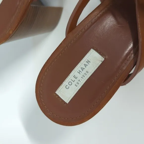 Cole Haan Lace Up Leather Block Heel Sandals Brown 11B summer bohemian preppy