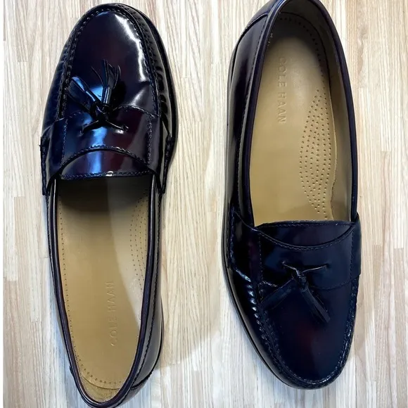 COLE HAAN Leather Pinch Tassel Loafer Mens (11.5 D) Burgundy Preppy 03507