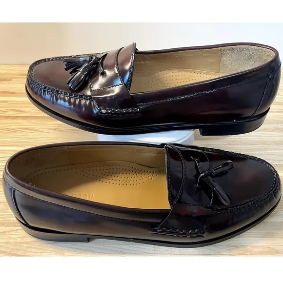 COLE HAAN Leather Pinch Tassel Loafer Mens (11.5 D) Burgundy Preppy 03507