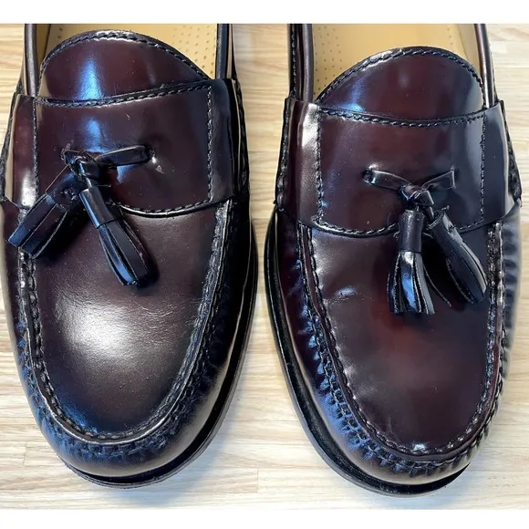 COLE HAAN Leather Pinch Tassel Loafer Mens (11.5 D) Burgundy Preppy 03507