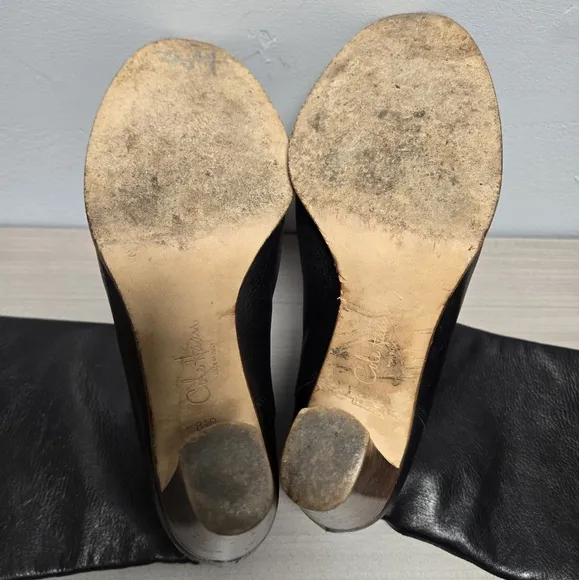 Cole Haan Made in ITALY Black Pebbled Leather Wood Block Heel Boots