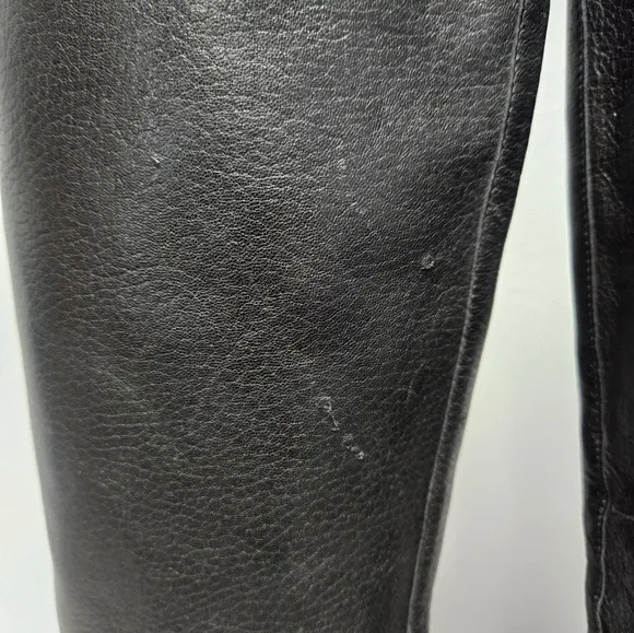 Cole Haan Made in ITALY Black Pebbled Leather Wood Block Heel Boots
