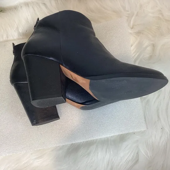COLE HAAN OS LEATHER CLASSIC BLACK ANKLE BOOTIES BLOCK HEEL SZ 7.5