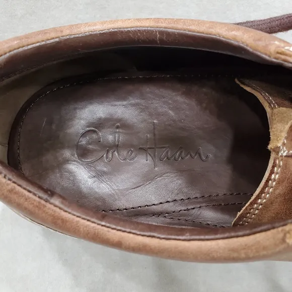 Cole Haan oxford shoes men's size 9.5 M brown leather distressed finish casual