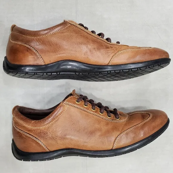 Cole Haan oxford shoes men's size 9.5 M brown leather distressed finish casual