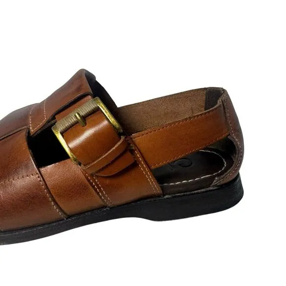 Cole Haan Sandals Fisherman Brown Leather Mens Size 9.5 M Closed Toe Buckle