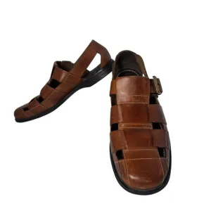 Cole Haan Sandals Fisherman Brown Leather Mens Size 9.5 M Closed Toe Buckle