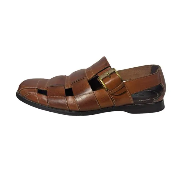 Cole Haan Sandals Fisherman Brown Leather Mens Size 9.5 M Closed Toe Buckle