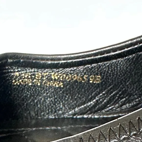 Cole Haan Tali Grand Bow Wedge Pumps Women's 9 Black Leather Sandals Shoes Heels