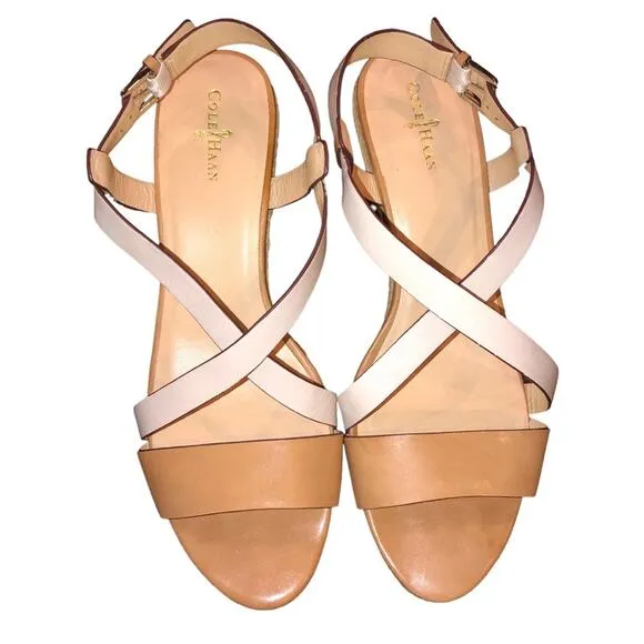 Cole Haan Taylor Two Tone Wedge Sandal 9-1/2 EUC