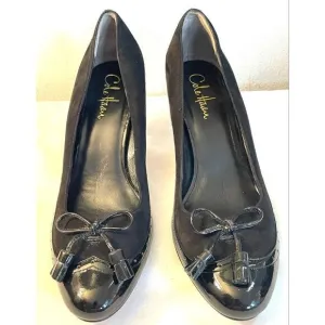 Cole Haan Wingtip Bow Black Suede/Pt Leather Pumps Size 9B New Without Box!  C
