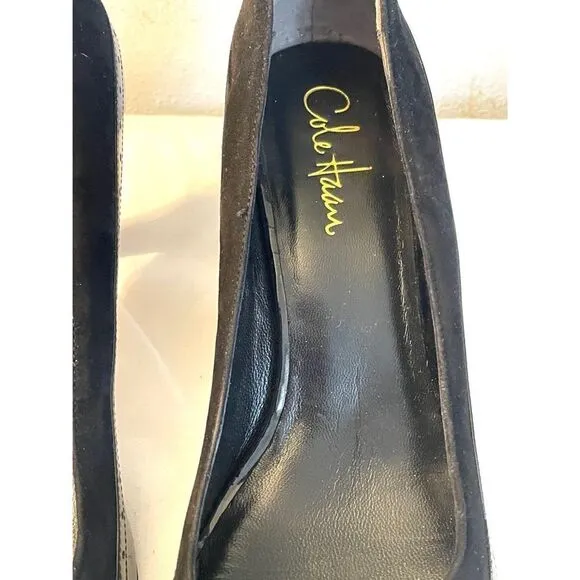 Cole Haan Wingtip Bow Black Suede/Pt Leather Pumps Size 9B New Without Box!  C