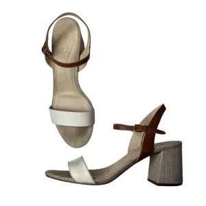 Cole Haan Women's Brown and White Josie Block Heel Sandal sz 10