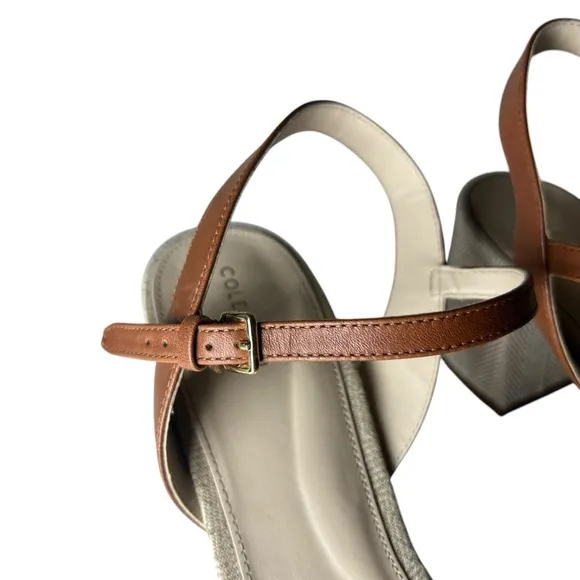 Cole Haan Women's Brown and White Josie Block Heel Sandal sz 10