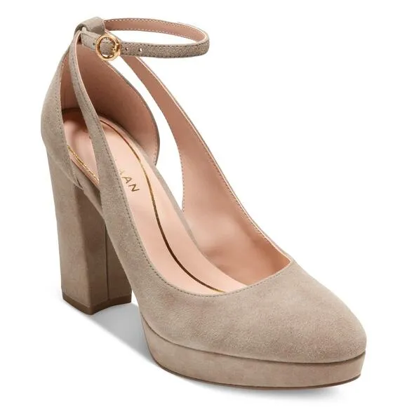 Cole Haan Women's Remi Ankle-Strap Platform Pumps, Gray Size 11M