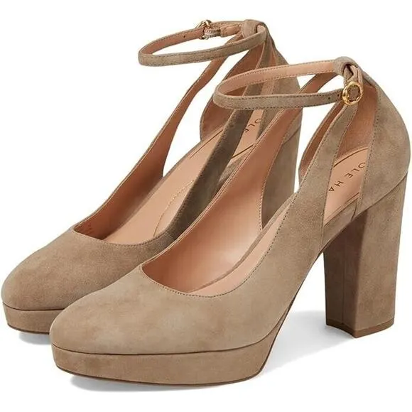 Cole Haan Women's Remi Ankle-Strap Platform Pumps, Gray Size 11M