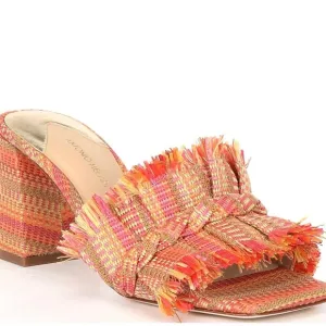 Colorful Fringe Block Heel Sandals ANTONIO MELANI