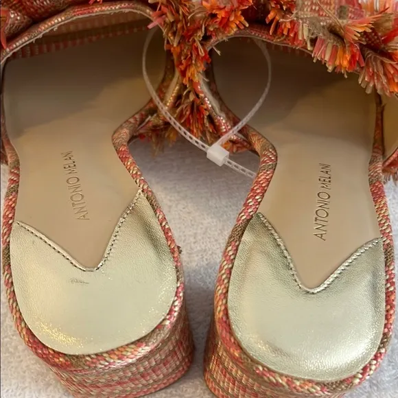 Colorful Fringe Block Heel Sandals ANTONIO MELANI