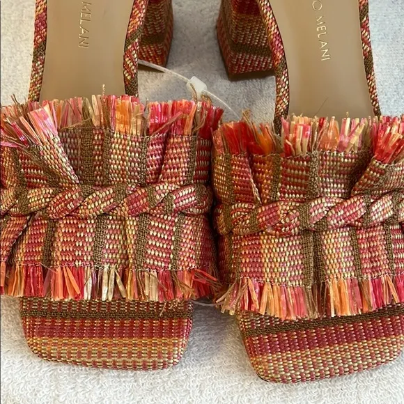 Colorful Fringe Block Heel Sandals ANTONIO MELANI