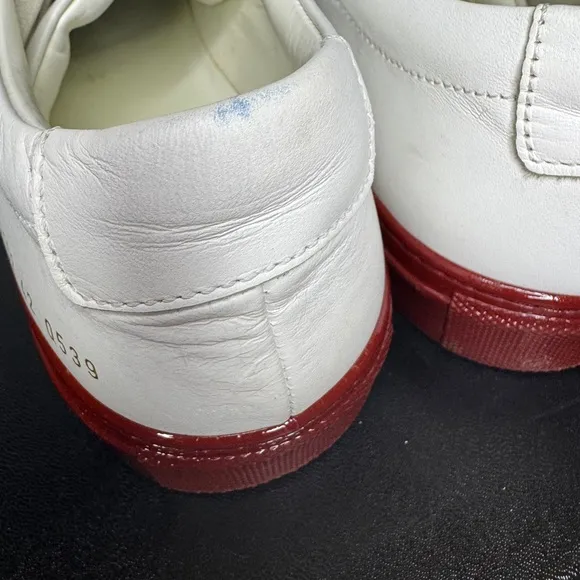 Common Projects White with Red patent soles.  Men's Sneakers size 42