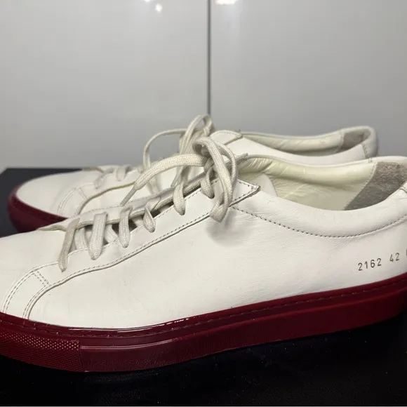 Common Projects White with Red patent soles.  Men's Sneakers size 42