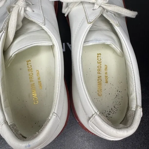 Common Projects White with Red patent soles.  Men's Sneakers size 42