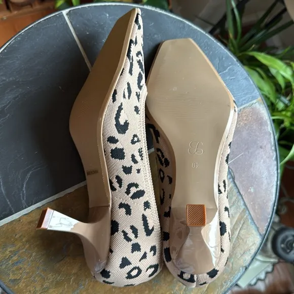 CommuteEase Solid Color Stiletto Pumps Leopard Print women’s size 8.5