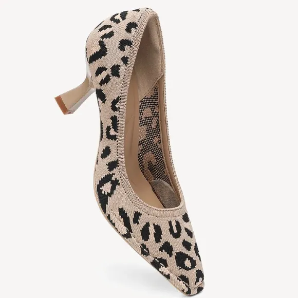 CommuteEase Solid Color Stiletto Pumps Leopard Print women’s size 8.5