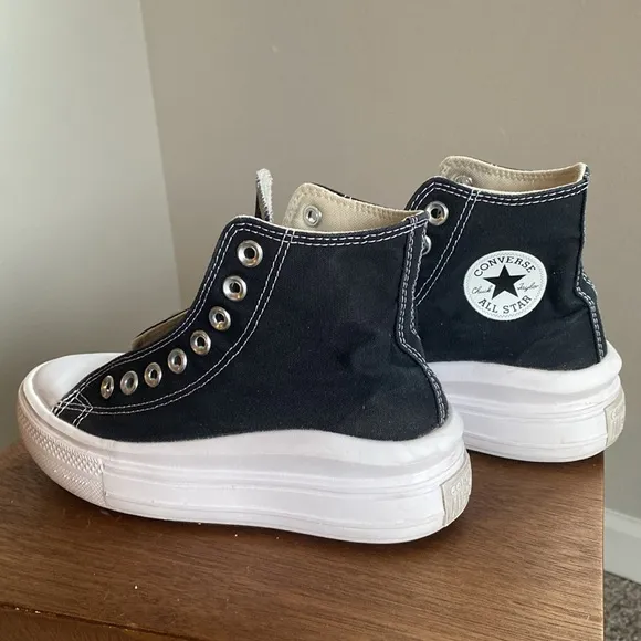 Converse All Star Chuck Taylor Move Black Platform High Tops Sneakers, Women’s 5