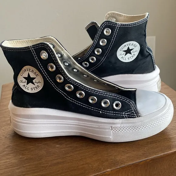 Converse All Star Chuck Taylor Move Black Platform High Tops Sneakers, Women’s 5