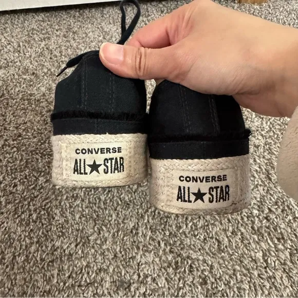 Converse All Star Espadrille Platform Shoes Size 6 in Black