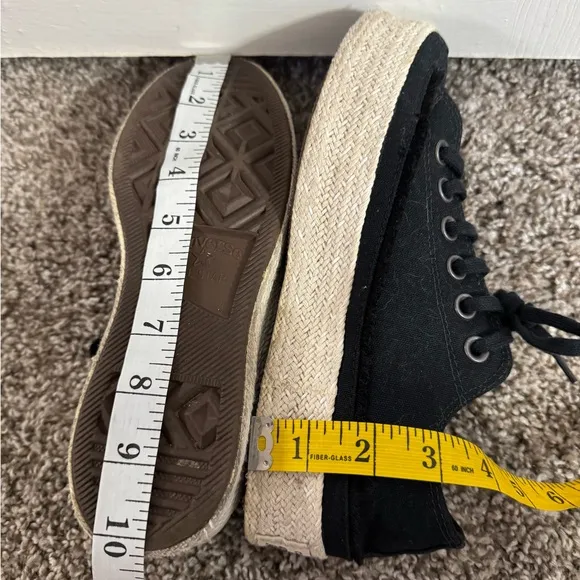Converse All Star Espadrille Platform Shoes Size 6 in Black