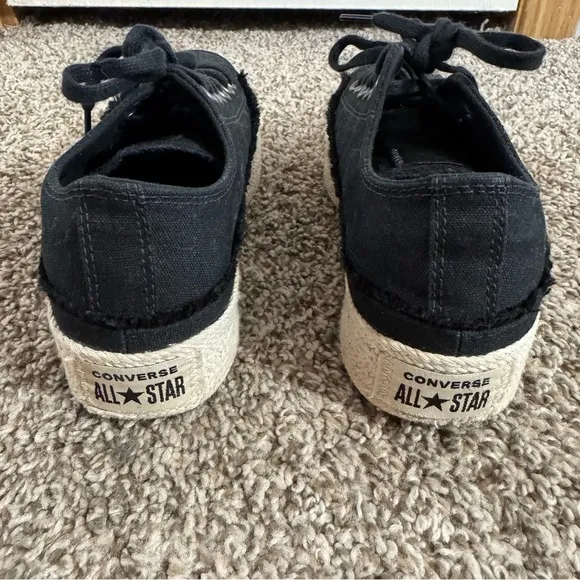 Converse All Star Espadrille Platform Shoes Size 6 in Black