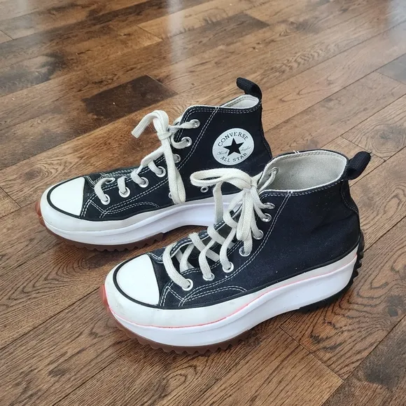 Converse All Star Run Star Hike Hi Black Platform Reworked/ Personalized Size 7