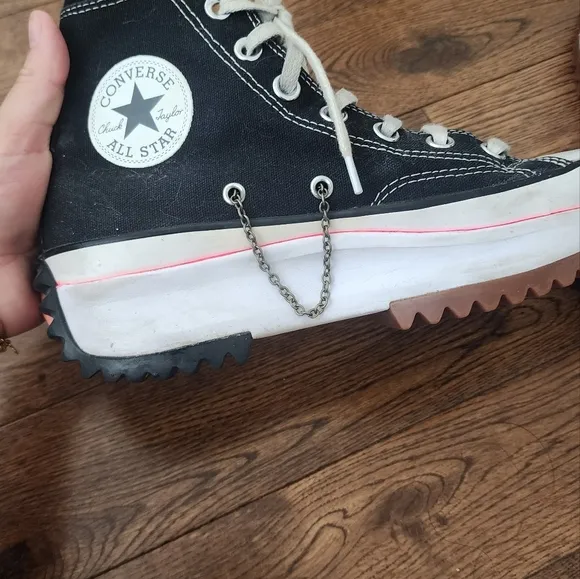 Converse All Star Run Star Hike Hi Black Platform Reworked/ Personalized Size 7