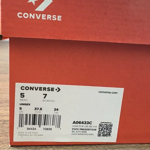 Converse Chuck 70 DE LUXE HEEL High Heels Static Pink Shoes А06433C Woman’s Sz 7