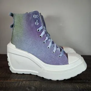 Converse Chuck 70 De Luxe Womens Size 7.5 Wedge Shoes Boots Denim Ombre A10309C