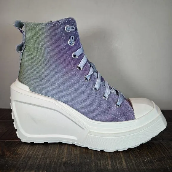 Converse Chuck 70 De Luxe Womens Size 7.5 Wedge Shoes Boots Denim Ombre A10309C