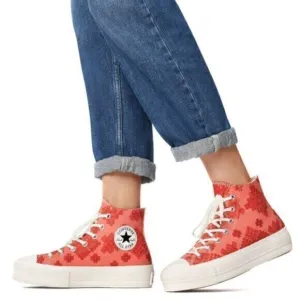 Converse Chuck Taylor Tonal Embroidery Lift Platform Orange Size 8.5