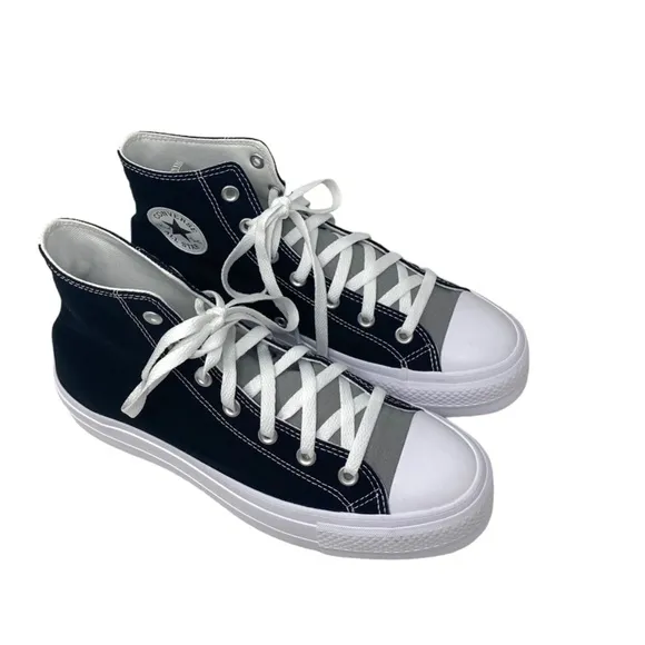 Converse Ctas Lift Platform Shoes Skate Women's Black Gray Custom 171209C-WBGW
