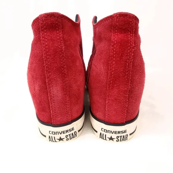 Converse CTAS Lux Mid Hidden Wedge Dahlia Red Suede Leather Sneaker Women 8