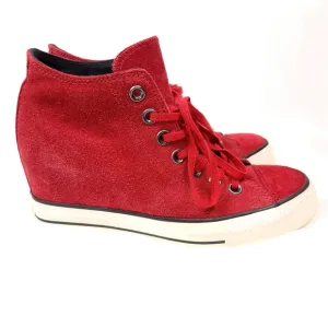 Converse CTAS Lux Mid Hidden Wedge Dahlia Red Suede Leather Sneaker Women 8