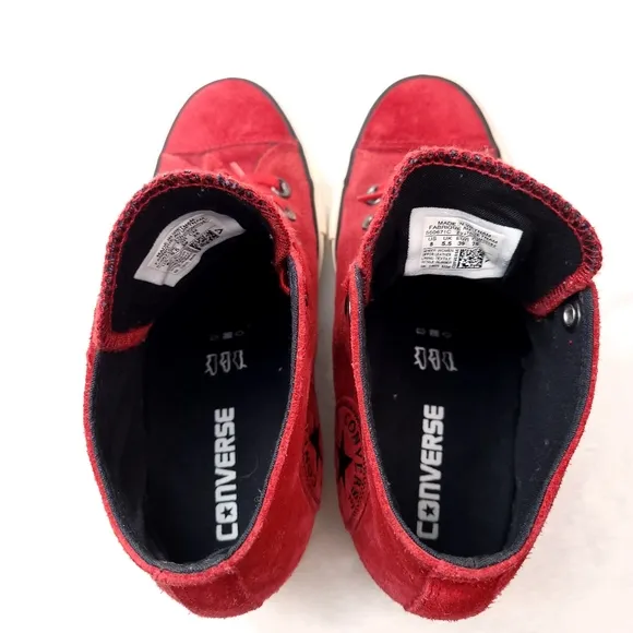 Converse CTAS Lux Mid Hidden Wedge Dahlia Red Suede Leather Sneaker Women 8